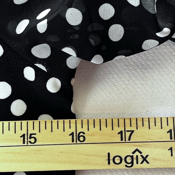 Perseption Concept Women's Navy White Polka Dot Blouse Puff Chiffon Sleeves - Sm - Picture 6 of 9